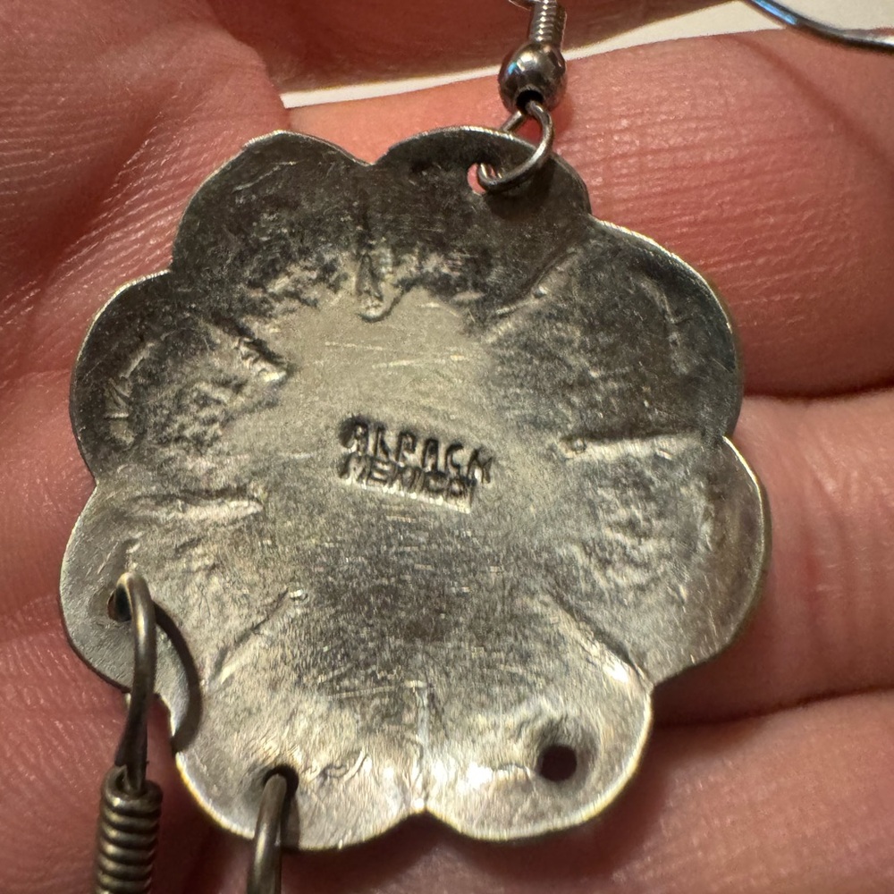 Sterling Silver 925 Large Signed Dangle Earrings - image 2